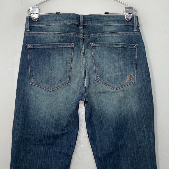 Express Size 10 Dark Wash Stretch Denim Jeans Western Slim Flare Mid Rise 2000s - Picture 4 of 12